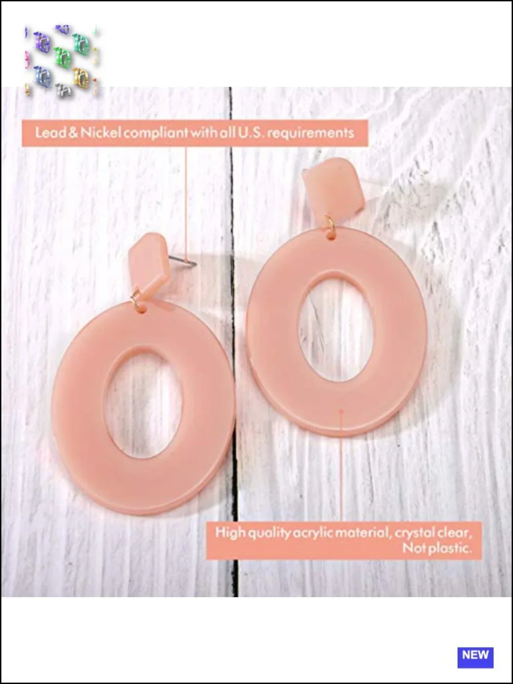 25 Pairs Acrylic Resin Statement Earrings Set Drop Dangle Hypoallergenic